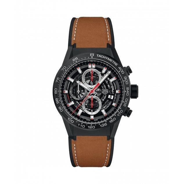 Uhrenarmband Tag Heuer CAR2090 FT6124 Leder Kunststoff Braun 21mm