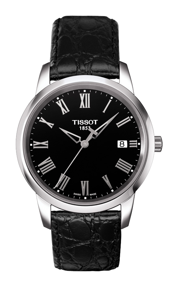 Uhrenarmband Tissot T033.410 Classic Dream T600027535 Kroko leder Schwarz 19mm