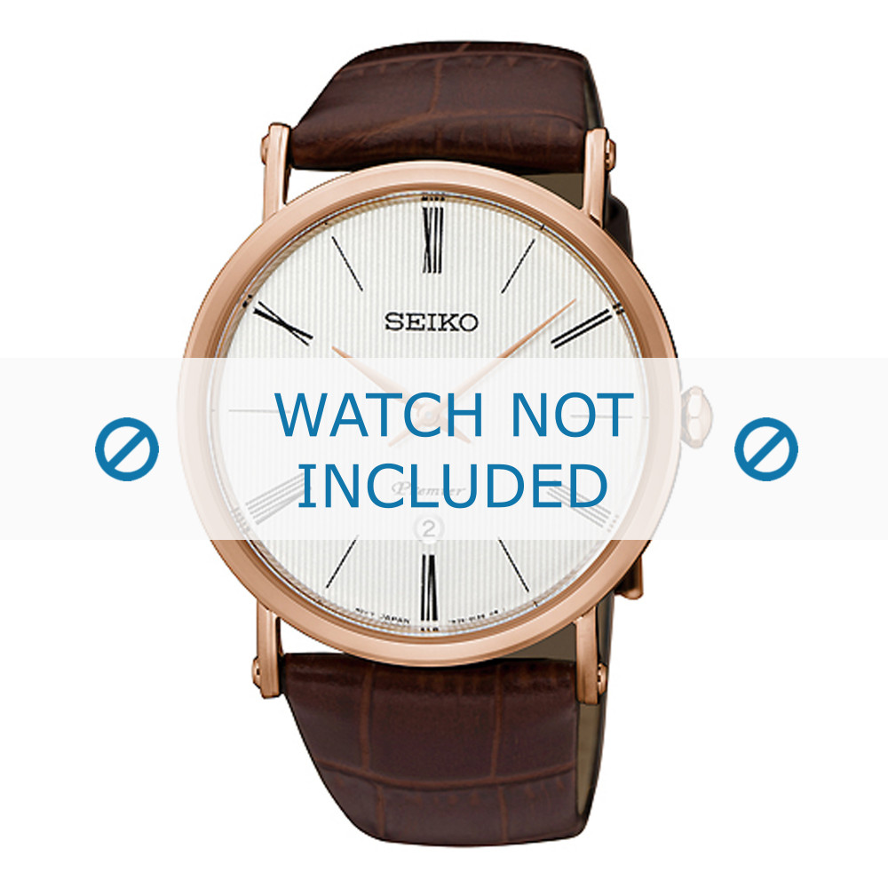Uhrenarmband Seiko SKP398P1 7N39 0CA0 L0G0012P0 Leder Braun 24mm