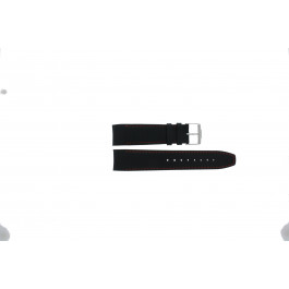 Jacques Lemans Uhrenarmband 1-1652OR Leder Schwarz 22mm + orange nähte