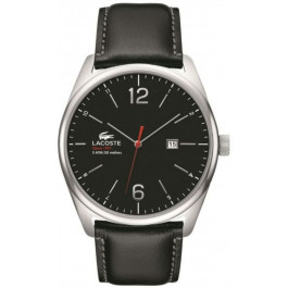 Lacoste Uhrenarmband 2010748 / LC-68-1-14-2412 Leder Schwarz 24mm + grauen nähte