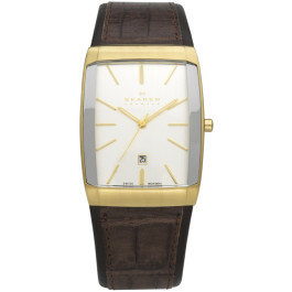 Uhrenarmband Skagen 984LGLD Leder Braun 28mm