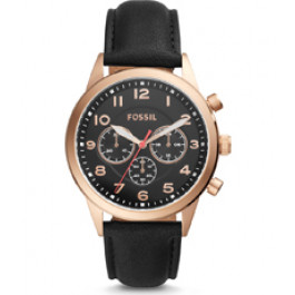 Uhrenarmband Fossil BQ2283 Leder Schwarz 22mm