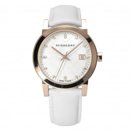 Uhrenarmband Burberry BU2128 / BU9130 Leder Weiss 18mm