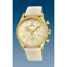 Uhrenarmband Festina F16605-8 / F16605-9 Leder Beige 21mm