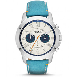 Uhrenarmband Fossil FS4920 Leder Blau 22mm