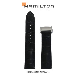 Uhrenarmband Hamilton H426150 Leder Schwarz 22mm