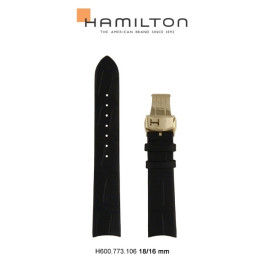 Uhrenarmband Hamilton H600.773.106 Leder Schwarz 18mm