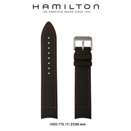 Uhrenarmband Hamilton H776350 / H001.77.635.333.01 Leder Schwarz 21mm