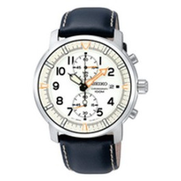 Uhrenarmband Seiko SNN227P1 / 7T94-0BJ0 Leder Schwarz 22mm