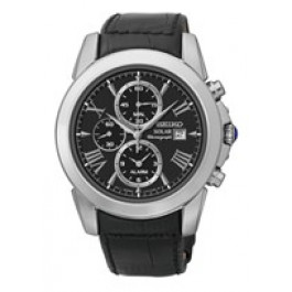 Uhrenarmband Seiko V172-0AN0 / SSC193P2 Leder Schwarz 21mm