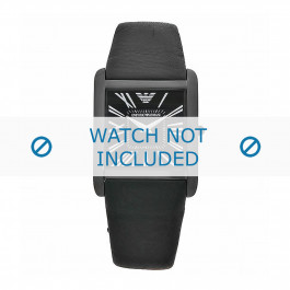 Armani Uhrenarmband AR2027 Leder Schwarz 24mm