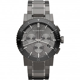 Uhrenarmband Burberry BU9381 / Light Grey Stahl Grau 22mm