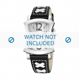 Calypso Uhrenarmband K5198-3 Leder Schwarz 17mm + weiße nähte