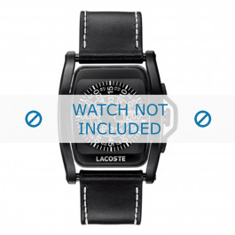 Lacoste Uhrenarmband LC-18-1-14-0093 / 2010401 Leder Schwarz + weiße nähte