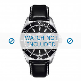 Lacoste Uhrenarmband LC-31-1-27-0148 / 2010458 Leder Schwarz + weiße nähte