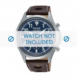 Pulsar Uhrenarmband VS75-X001-PX5029X1 Leder Braun 18mm + weiße nähte