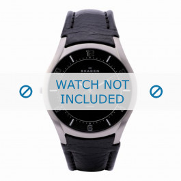 Skagen Uhrenarmband 619XXLTLB Leder Schwarz + schwarzen nähte