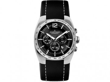 Jacques Lemans Uhrenarmband 1-1688 / 1-1688a Leder Schwarz 24mm + weiße nähte
