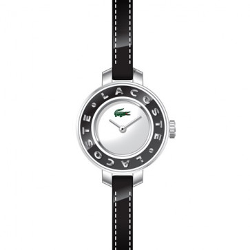 Lacoste Uhrenarmband LC-15-3-14-0084 / 2000391 Leder Schwarz 6mm + schwarzen nähte