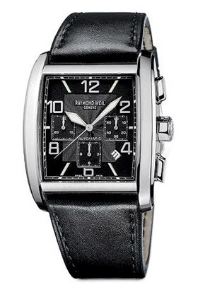 Raymond Weil Uhrenarmband SI2801-4876-1 Leder Schwarz 28mm + schwarzen nähte
