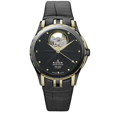 Uhrenarmband Edox 85012 Leder Schwarz
