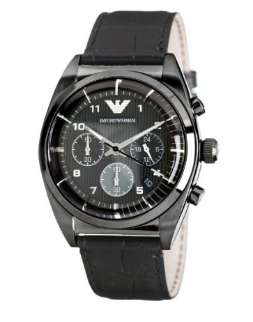 Uhrenarmband Armani AR0393 Leder Schwarz 22mm