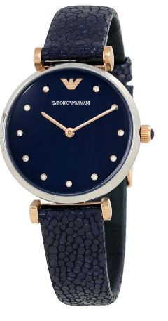 Uhrenarmband Armani AR1989 Leder Schwarz 14mm