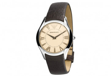 Armani Uhrenarmband AR2042 Leder Dunkelbraun 18mm