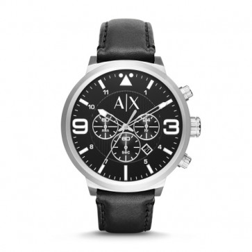 Uhrenarmband Armani AX1371 Leder Schwarz 22mm