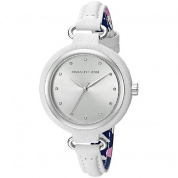 Uhrenarmband Armani Exchange AX4237 Leder Weiss 12mm