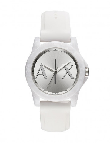 Uhrenarmband Armani Exchange AX4339 Silikon Weiss 18mm