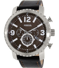Uhrenarmband Fossil BQ2053 Leder Schwarz 24mm
