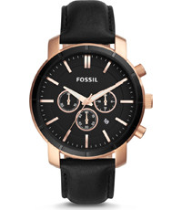 Uhrenarmband Fossil BQ2286 Leder Schwarz 22mm