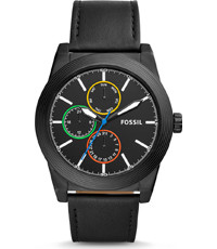 Uhrenarmband Fossil BQ2358 Leder Schwarz 24mm