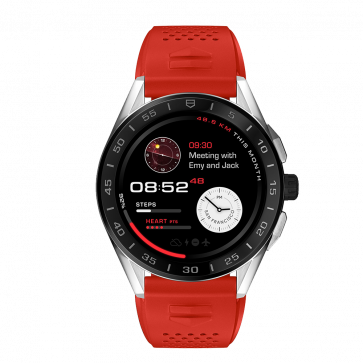 Uhrenarmband Smartwatch Tag Heuer BT6230 Kautschuk Rot