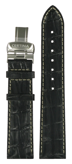 Uhrenarmband Certina C53670294265A Leder Schwarz 20mm