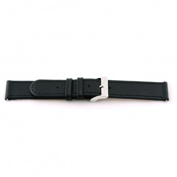 Echt Leder Uhrenarmband 20mm schwarz mit abesetzter Naht EX-J46