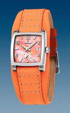 Uhrenarmband Festina F16181-6 Leder Orange 17mm