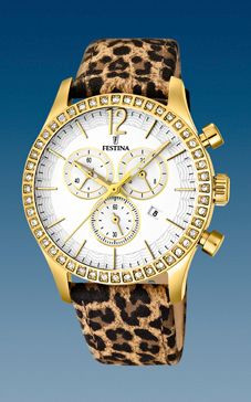 Uhrenarmband Festina F16605-5 / F16605-6 Leder Leopard 21mm