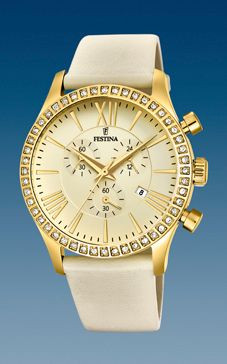 Uhrenarmband Festina F16605-8 / F16605-9 Leder Beige 21mm