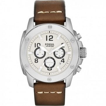 Fossil Uhrenarmband FS4929 Leder Braun 24mm + weiße nähte