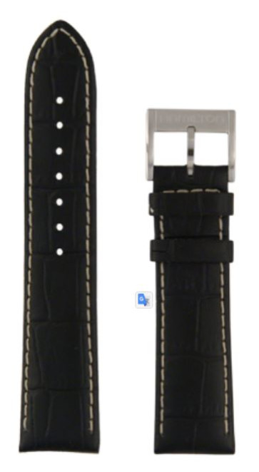 Uhrenarmband Hamilton H690364102 / Jazzmaster Leder Schwarz 22mm