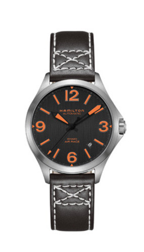 Uhrenarmband Hamilton H76235731 Leder Schwarz 19mm