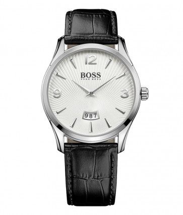 Uhrenarmband Hugo Boss HB-288-1-14-2930 / HB659302730 Kroko leder Schwarz 22mm