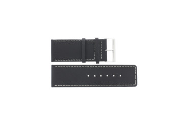 Echt Leder Uhrarmband schwarz mit weißer Naht 30mm J43