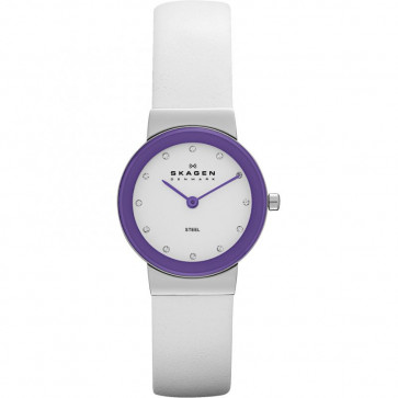 Uhrenarmband Skagen SKW2014 / SKW2015 / SKW2016 / SKW2017 Leder Weiss 14mm