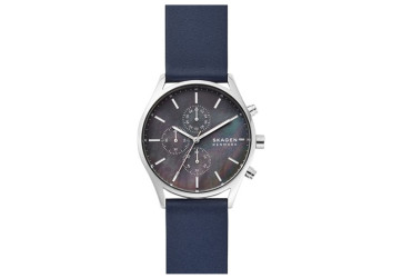 Uhrenarmband Skagen SKW6653 Leder Blau 22mm