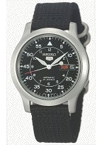 Uhrenarmband Seiko 7S26-02J0 / SNK809K2 / 4K13JZ Textil Schwarz 18mm