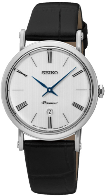 Uhrenarmband Seiko Premier / SXB431P1 / 7N89 0AY0 / L0G1011J0 Leder Schwarz 16mm